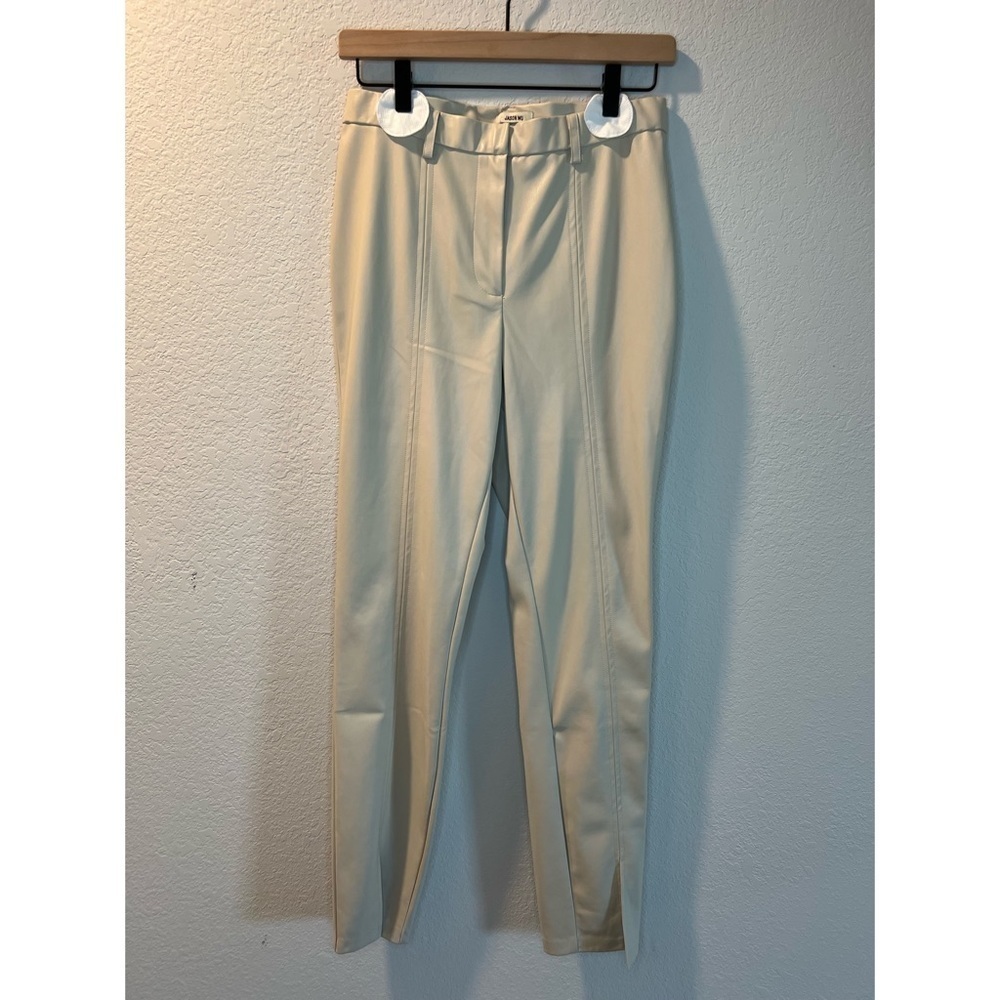 Women’s new Jason Wu beige faux leather straight leg pants size medium M